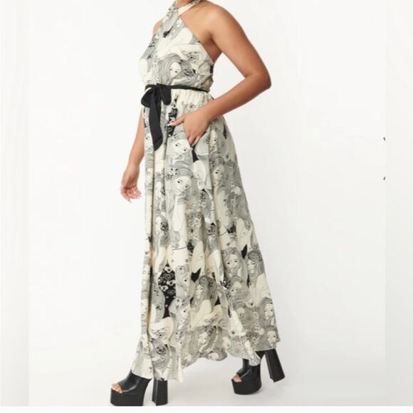 Unique Vintage Smak Parlour NWT Psychedelic 60s Goddess Print Maxi Dress Sz M # - Picture 5 of 7